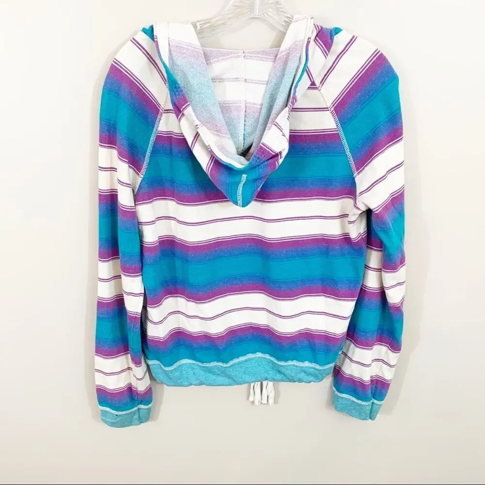 American Eagle Striped Hooded V-Neck Sweatshirt - Picture 5 of 5